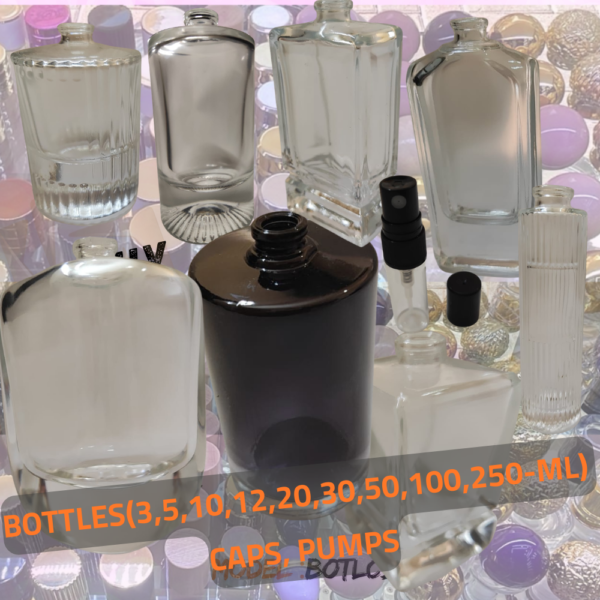 Transparent Perfume Bottles 3ML – 50ML – 100ML | Round & Square | Plain & Patterned | Wholesale & Retail| زجاجات عطر شفافة 3 مل – 50 مل – 100 مل | دائرية ومربعة | سادة ومحجرة | جملة ومفرق