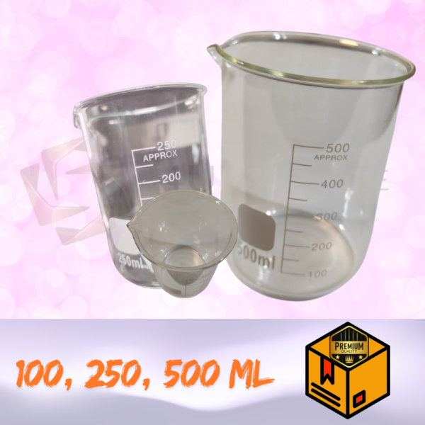Laboratory Glass Beakers 100ml – 250ml – 500ml|بيكرات مخبرية زجاجية 100 مل – 250 مل – 500 مل