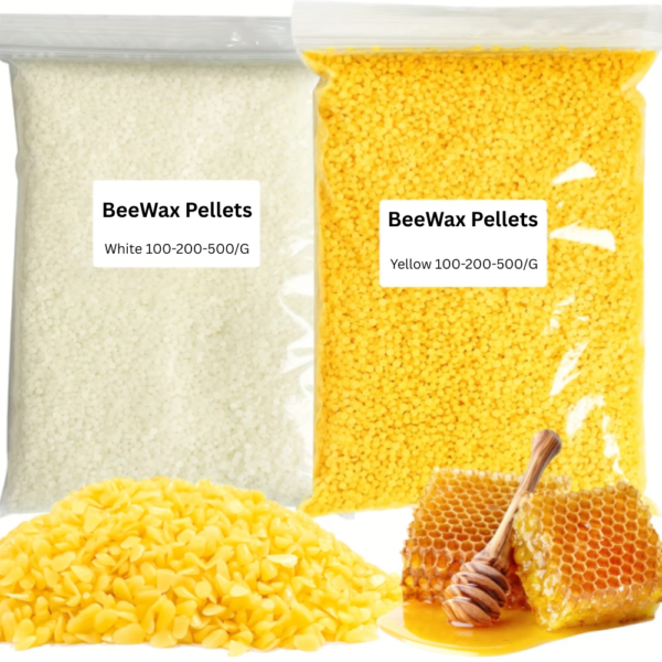 Beeswax Pellets Cosmetic Grade – Natural White & Yellow Beeswax حبيبات شمع النحل الطبيعي درجة تجميلية – أبيض وأصفر