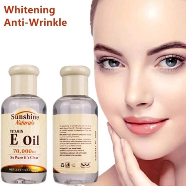 Vitamin E Oil 70,000 IU – Deep Moisturizing Skin & Hair Treatment | 75ML – Sunshine Naturals| زيت فيتامين E تركيز 70000 وحدة – ترطيب عميق للبشرة والشعر | 75 مل – صن شاين ناتشورالز