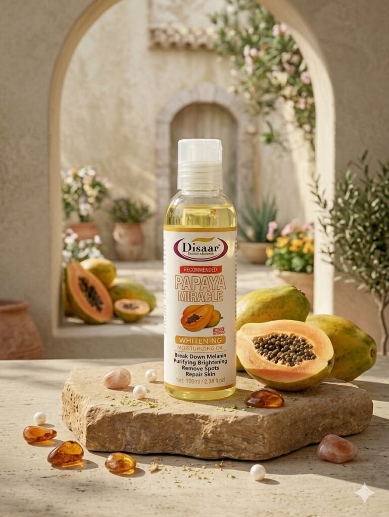 Disaar Papaya Whitening Moisturizing Oil – Hydrating & Brightening Skin Oil 100ml | زيت البابايا – ترطيب وتفتيح وإشراقة للبشرة