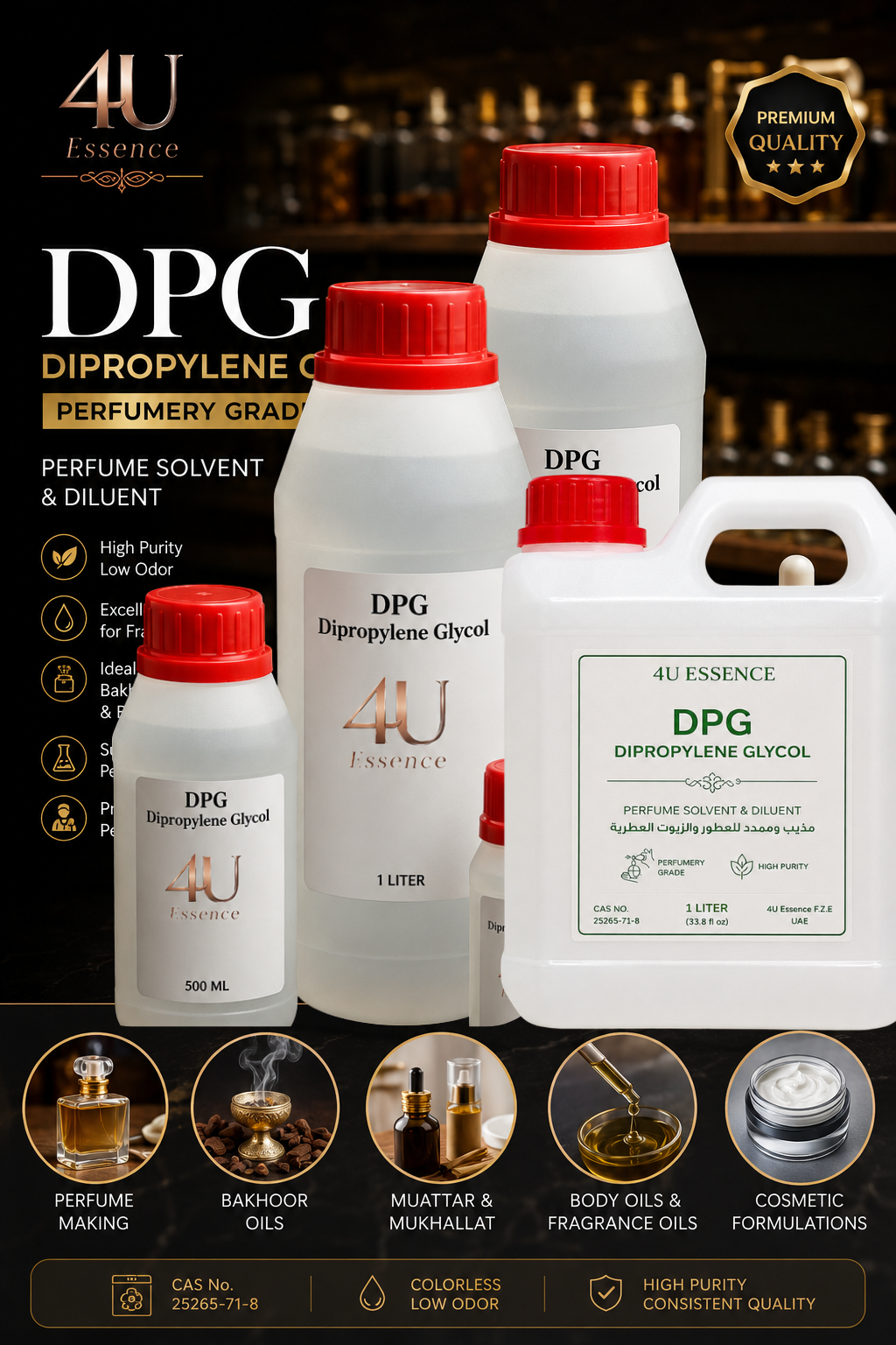 DPG Dipropylene Glycol Perfumery Grade | Perfume Solvent & Diluent |1KG دي بي جي مذيب ومثبت للعطور والزيوت العطرية