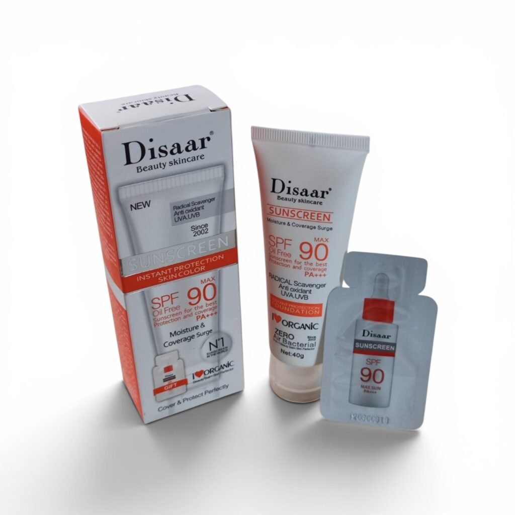 Disaar Sunscreen SPF 90 – High Protection Moisturizing Sun Cream كريم الحماية من الشمس SPF 90 – حماية عالية وترطيب يومي للبشرة