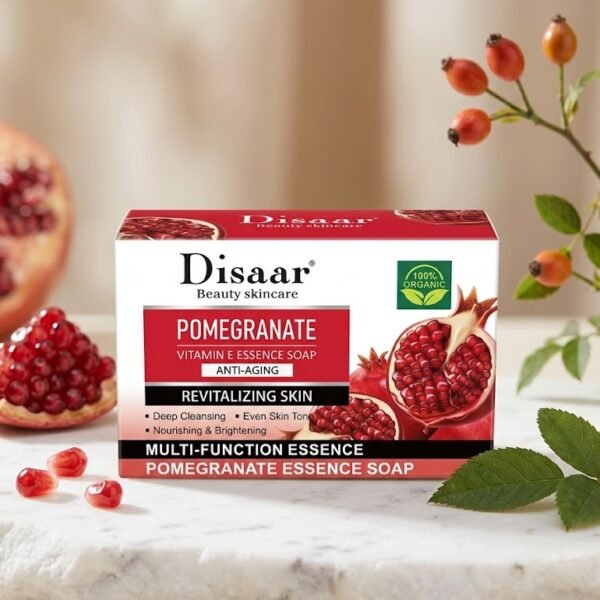 Disaar Beauty Skincare Pomegranate Vitamin E Essence Soap 100g | صابون بخلاصة الرمان وفيتامين إي لتجديد البشرة 100غ