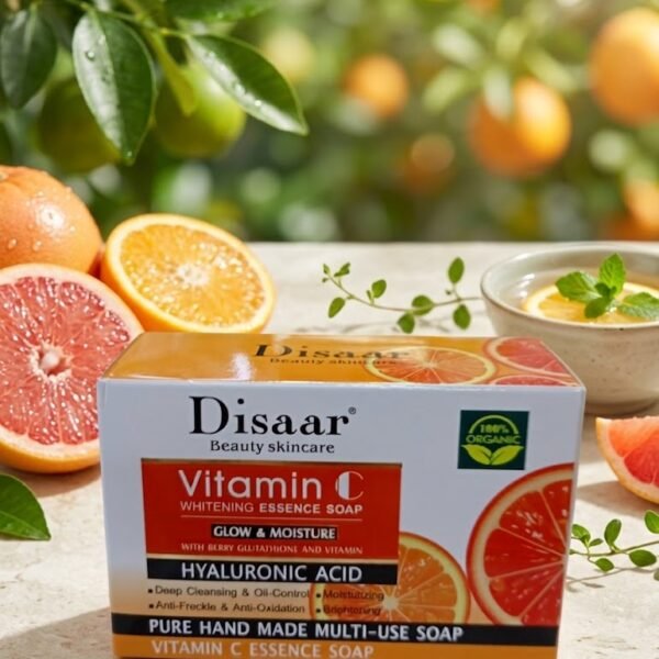 Disaar Vitamin C & Hyaluronic Acid Brightening Handmade Essence Soap 100g | صابون المصنوع يدوياً بخلاصة فيتامين سي وحمض الهيالورونيك لتفتيح البشرة 100غ