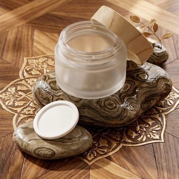 Glass Wood finished Capped Jar 35g | علبة زجاجية بغطاء خشبي 35غ