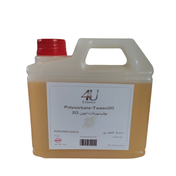 4U ESSENCE Polysorbate 20 (Tween 20) Perfumer Grade – 1Kg Gerrycan | بوليسوربات 20 (توين 20) درجة العطور عبوة جالون 1كغ